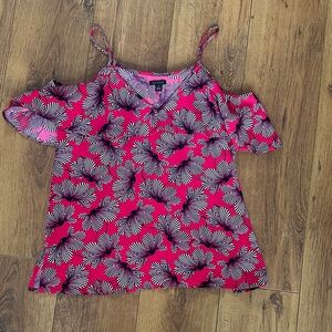 Ann Taylor Pink Floral Cold-Shoulder Cami